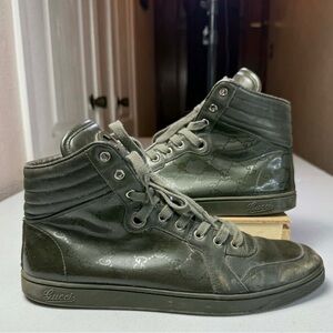 Gucci Imprime Monogram Mens Sneakers High-Top Military 259847 Size 9